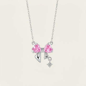 Pink Ribbon Bow Necklace