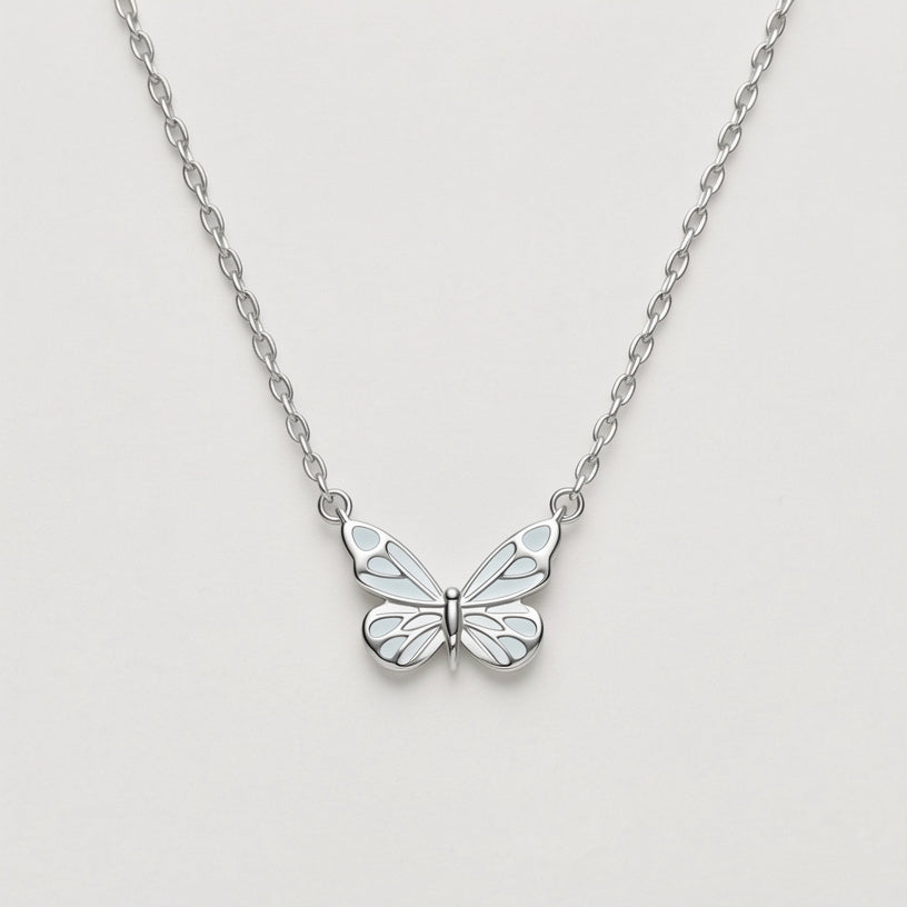 Luminous Dream Blue Butterfly Necklace